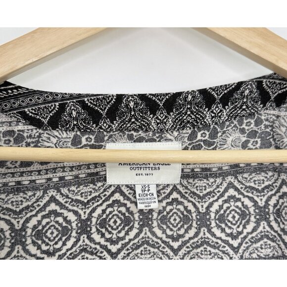 American Eagle Abstract Print Flowy Kimono Cardigan‎ XS-S, Lightweight Boho - Picture 5 of 9